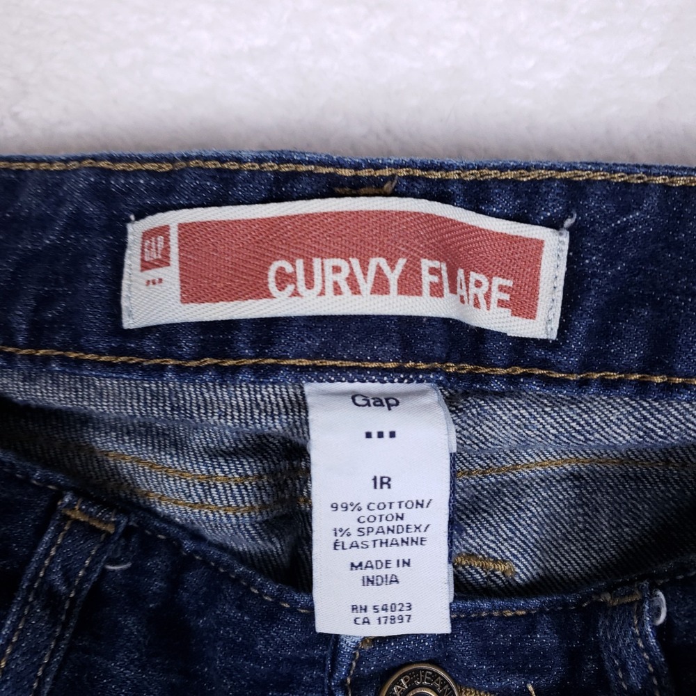 GAP Curvy Flare Jeans‎ Women's 1R Dark Wash Stretch Denim Retro Flare Fit - Picture 7 of 9